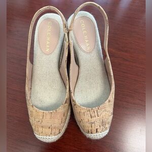 Cole Haan Cloudfeet Shoes Womens 5 Brown Espadrille Wedge Slingback Comfort Shoe